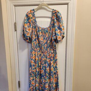 Puff Sleeve Floral Dress - Multi Color - NWT